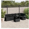 Image de Salon de jardin 7 pcs avec coussins noir résine tressée 3267915
