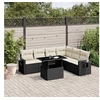Image de Salon de jardin modulable 6 personnes resine tressee noir 62.0 x 62 x 69 cm 7 pieces