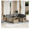Image de Salon de jardin avec coussins 7 pcs beige résine tressée 3267929