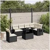 Image de Salon de jardin modulable resine tressee 7 pieces noir 62.0 x 62 x 69 cm 6 personnes