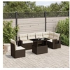 Image de Salon de jardin avec coussins 7 pcs marron résine tressée 3267943