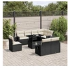 Image de Salon de jardin 9 pcs avec coussins noir résine tressée 3268036