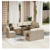 Image de Salon de jardin avec coussins 9 pcs beige résine tressée 3268038