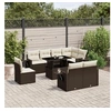Image de Salon de jardin avec coussins 9 pcs marron résine tressée 3268043