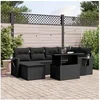 Image de Salon de jardin 7 pcs avec coussins noir résine tressée 3268045