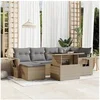 Image de Salon de jardin avec coussins 7 pcs beige résine tressée, ensemble de canapés d'extérieur, salon de jardin, ensemble 3268049