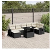 Image de Salon de jardin 8 pcs avec coussins noir résine tressée 3268056