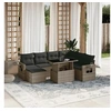 Image de Salon de jardin modulable - Lot de 8 pièces - Rotin gris - Table extensible - 7 personnes