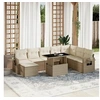 Image de Salon de jardin modulable 9 pieces beige 8 personnes 62 x 62 x 69 cm resine tressee