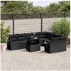 Image de Salon de jardin modulable noir 10 pieces 2 personnes 62 x 62 x 69 cm rotin