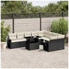 Image de Salon de jardin 10 pcs avec coussins noir résine tressée 3268126