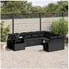 Image de Salon de jardin 10 pcs avec coussins noir résine tressée 3268135