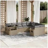 Image de Salon de jardin avec coussins 10 pcs beige résine tressée 3268139