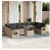 Image de Salon de jardin 11 pcs avec coussins gris clair résine tressée 3268152