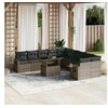 Image de Salon de jardin modulable - Lot de 11 pièces - Rotin gris - Table extensible - 10 personnes