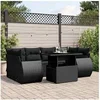 Image de Salon de jardin 7 pcs avec coussins noir résine tressée 3268385