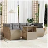 Image de Salon de jardin modulable 7 pieces beige rotin 62 x 62 x 69 cm 6 personnes