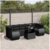 Image de Salon de jardin 8 pcs avec coussins noir résine tressée 3268405