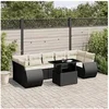 Image de Salon de jardin modulable 2 personnes rotin noir 62 x 62 x 69 cm 8 pieces
