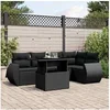 Image de Salon de jardin modulable - Pack de 6 pièces - Rotin noir - Table extensible 62x62x69 cm - 5 personnes