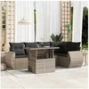 Image de Salon de jardin modulable GENERIQUE resine tressee 6 pieces gris 62 x 62 x 69 cm 2 personnes