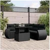 Image de Salon de jardin 6 pcs avec coussins noir résine tressée 3268525