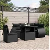 Image de Salon de jardin modulable noir 5 personnes resine tressee 62 x 62 x 69 cm 6 pieces