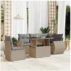 Image de Salon de jardin modulable 6 pieces 5 personnes beige 62 x 62 x 69 cm resine tressee