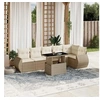 Image de Salon de jardin avec coussins 7 pcs beige résine tressée 3268548