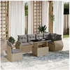 Image de Salon de jardin modulable rotin 6 personnes 7 pieces 62 x 62 x 69 cm beige