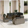 Image de Salon de jardin modulable rotin gris 9 pieces x 70 x 69 8 personnes
