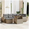 Image de Salon de jardin modulable beige 7 pieces rotin 62 x 62 x 69 cm 6 personnes