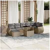 Image de Salon de jardin avec coussins 8 pcs beige résine tressée 3268689