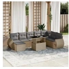 Image de Salon de jardin modulable - Lot de 9 pièces - Rotin - Beige - 8 personnes - Table extensible