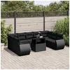 Image de Salon de jardin 10 pcs avec coussins noir résine tressée 3268735