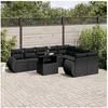 Image de Salon de jardin modulable rotin noir 3 pieces 9 personnes