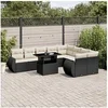 Image de Salon de jardin modulable rotin noir 10 pieces x 70 x 69