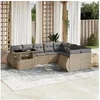 Image de Salon de jardin modulable - Lot de 10 pièces - Résine tressée - 9 personnes - Beige