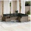 Image de Salon de jardin modulable - Lot de 10 pièces - Rotin gris 9 personnes