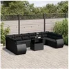 Image de Salon de jardin 11 pcs avec coussins noir résine tressée 3268775