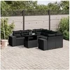 Image de Salon de jardin modulable resine tressee noir 9 pieces 62.0 x 62 x 69
