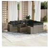 Image de Salon de jardin modulable 9 pièces rotin gris 8 personnes table extensible