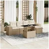 Image de Salon de jardin modulable 5 personnes 6 pieces beige 62 x 55 x 69 cm resine tressee