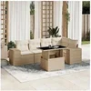 Image de Salon de jardin modulable beige 6 pieces 5 personnes 62 x 62 x 69 cm rotin