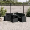 Image de Salon de jardin modulable noir rotin 6 pieces 62 x 62 x 69 cm