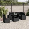 Image de Salon de jardin modulable resine tressee noir 6 pieces 62 x 62 x 69 cm