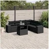 Image de Salon de jardin modulable noir rotin 2 personnes 62 x 62 x 69 cm 7 pieces