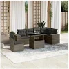 Image de Salon de jardin modulable resine tressee 7 pieces gris 62 x 62 x 69 cm 6 personnes