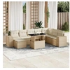 Image de Salon de jardin modulable 9 pieces resine tressee beige 62 x 62 x 69 cm 8 personnes