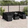 Image de Salon de jardin modulable resine tressee noir 10 pieces 62 x 62 x 69